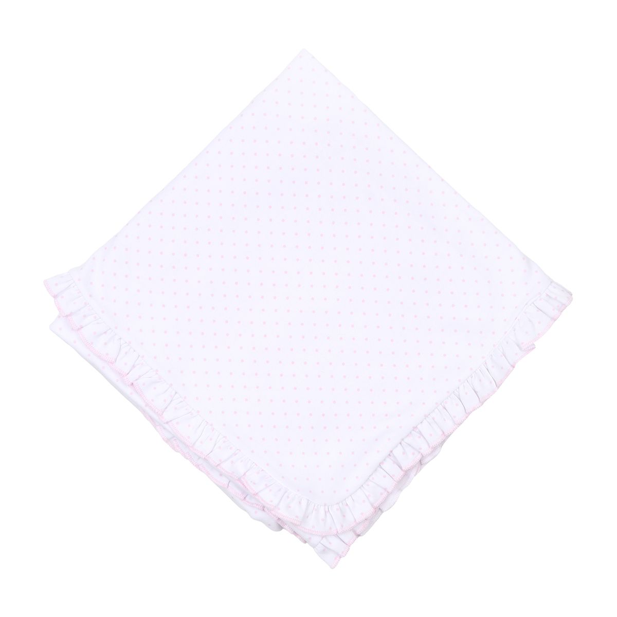 Mini Dots Pink Ruffle Receiving Blanket