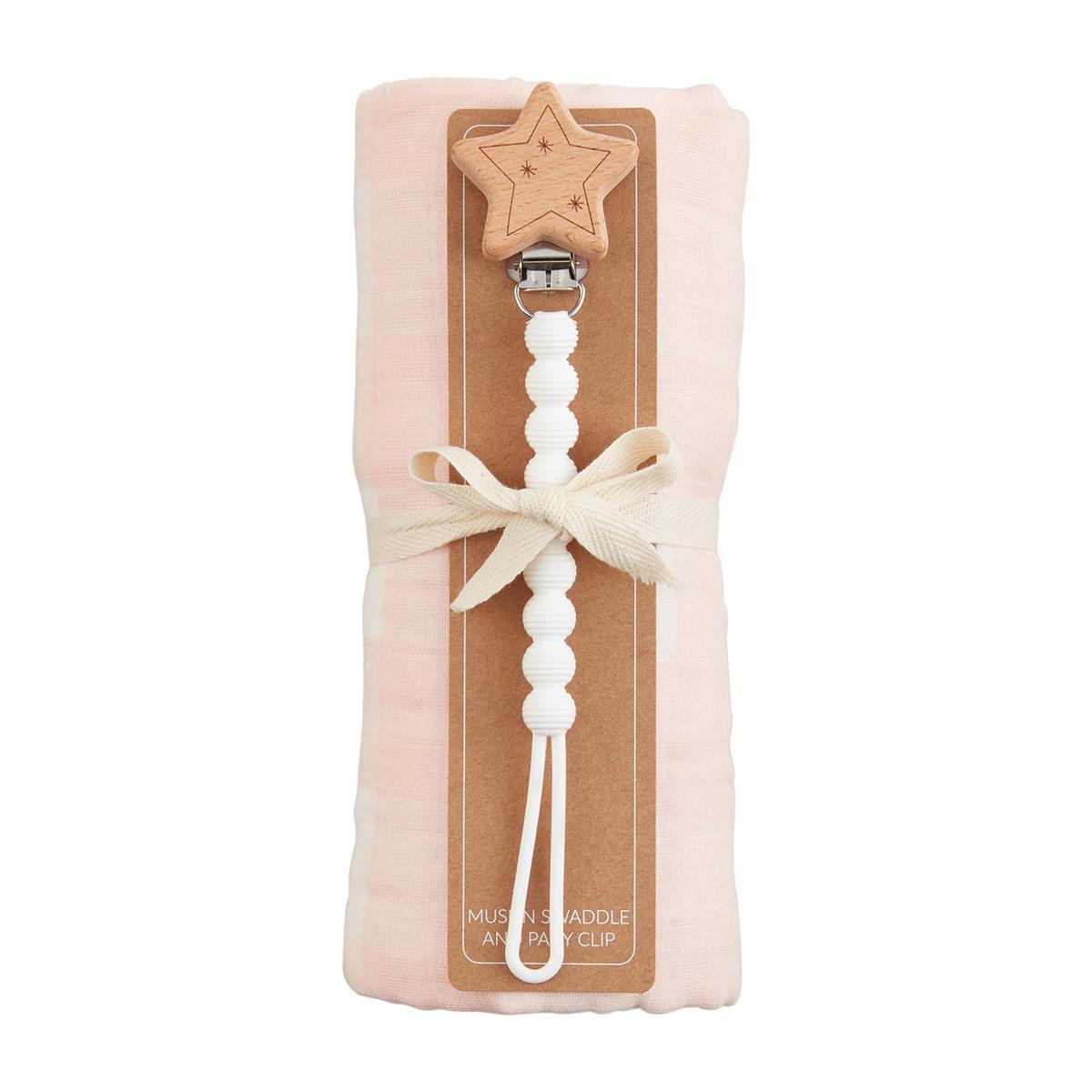 Pink Swaddle Paci Set