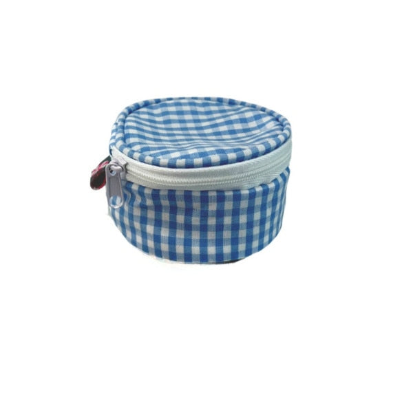 3" Baby Blue Gingham Mini Button