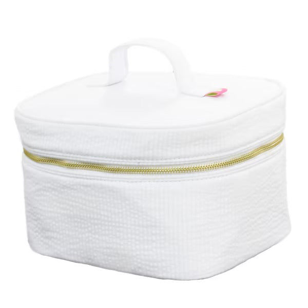 White Seersucker Mini Train Case