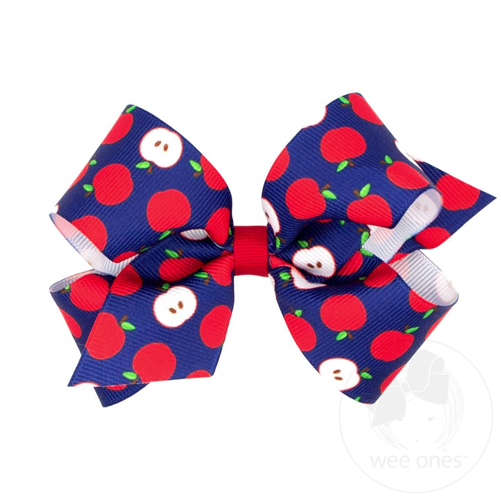 MED APPLE PRINT BOW LNV