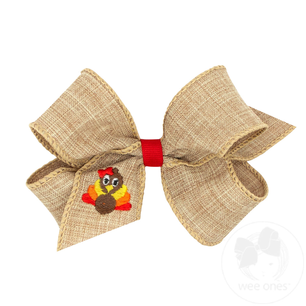 MED LINEN HARVEST EMB BOW TKY