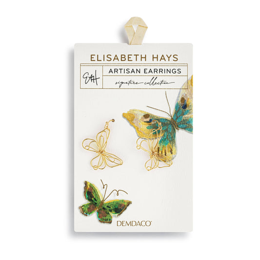 Butterfly Open Charm Gold Earrings - 29x22mm