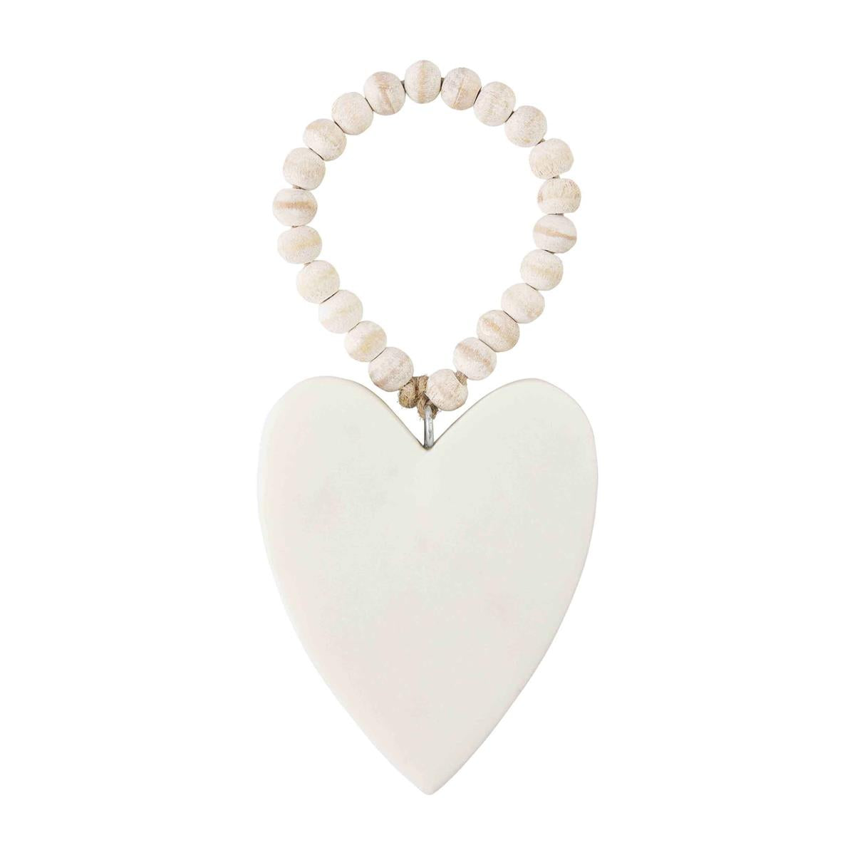 Ornament Heart Marble Wht