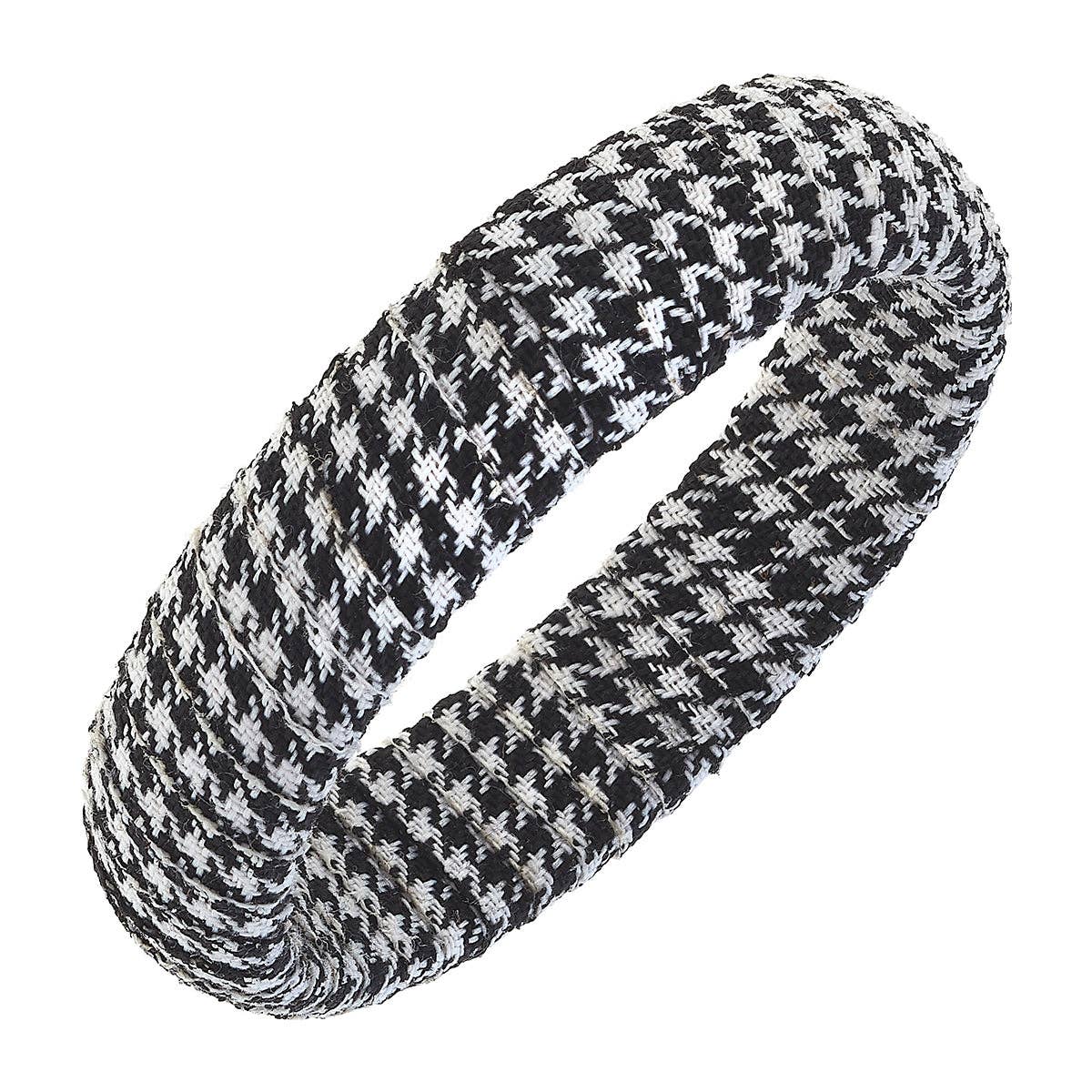Reagan Houndstooth Statement Bangle in Black & White