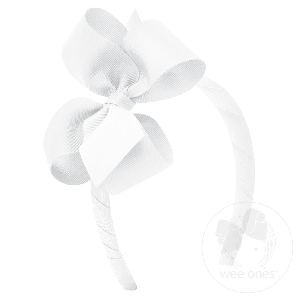 Medium Classic Grosgrain Girls Hair Bow on Headband