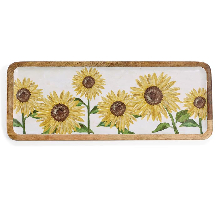 Tray Mango Wood Sunflower