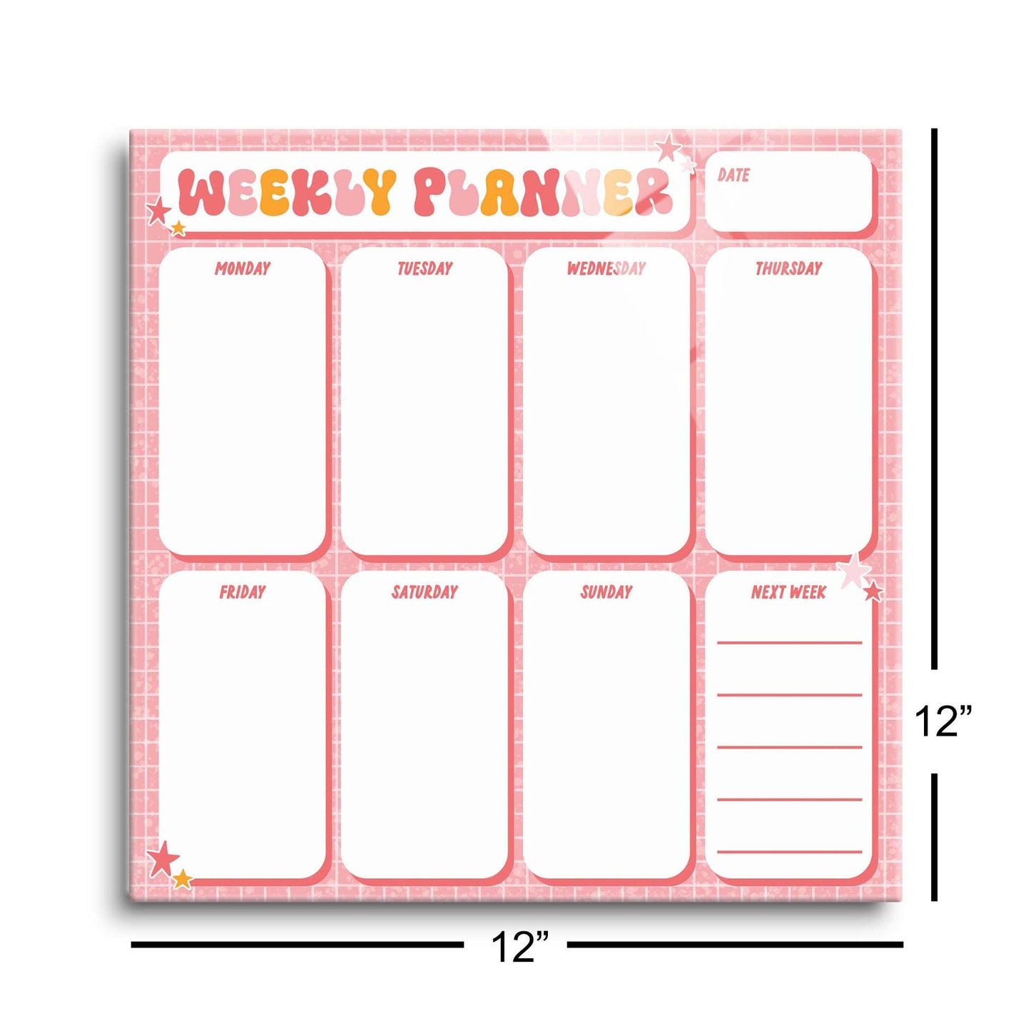Happy Plans, Weekly Planner, Dry Erase Glass Marker Board