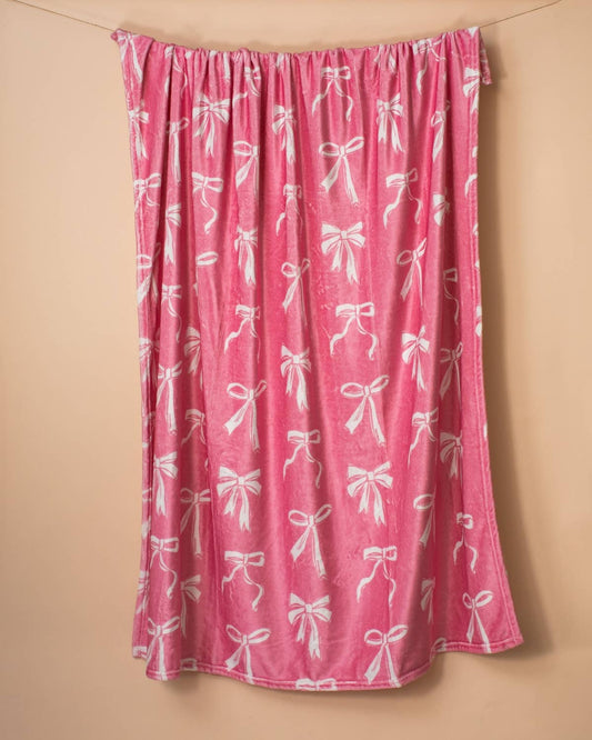 Hannah Bow Throw Pink 50x60