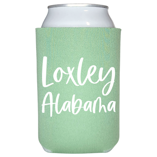 Loxley Alabama Script Koozie