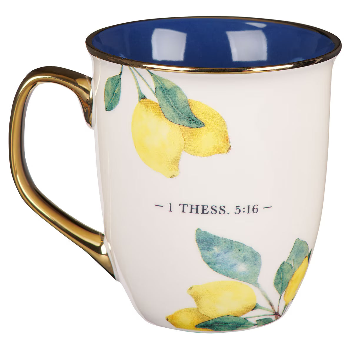 Mug Yellow/Blue Rejoice Always 1 Thess. 5:16