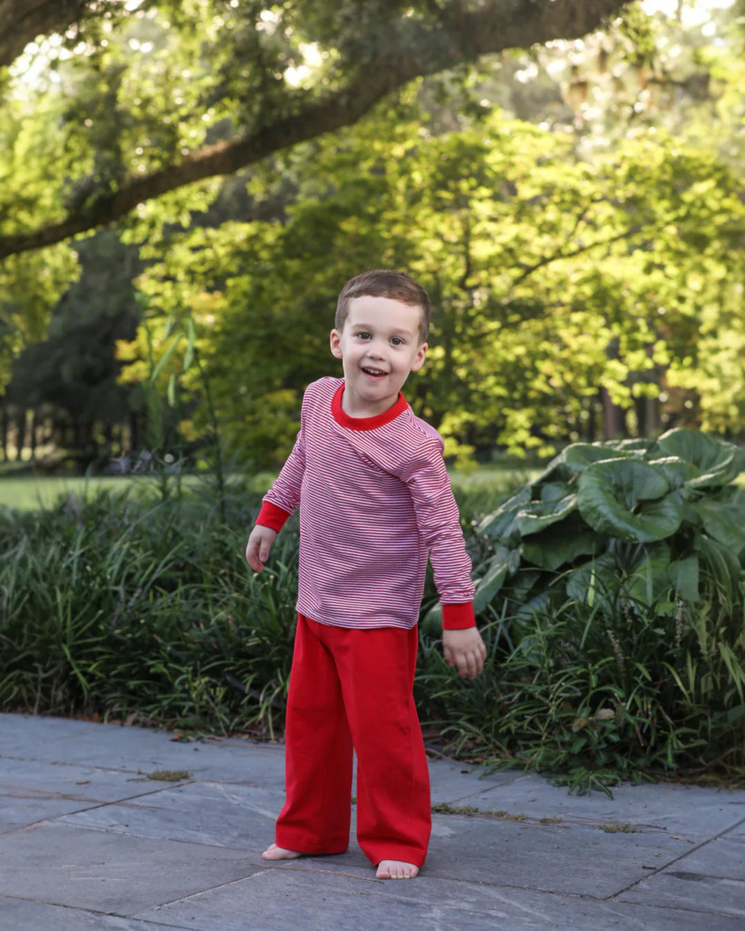 Boy Red Stripe Pant Set