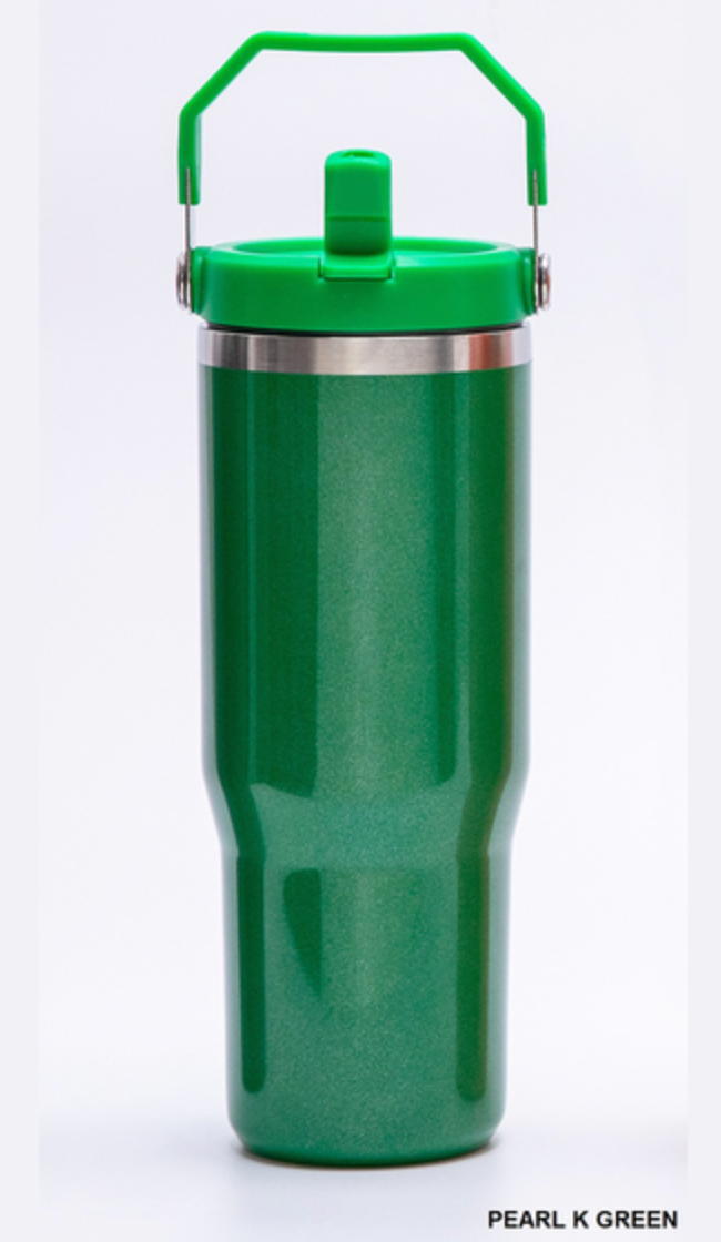 30 oz Stainless Steel Pearl Flip Straw Tumbler