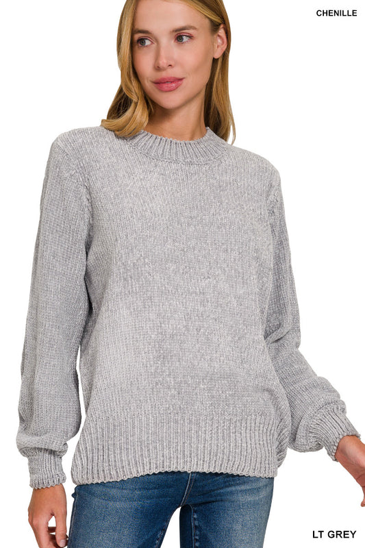 Round Neck Chenille Sweater