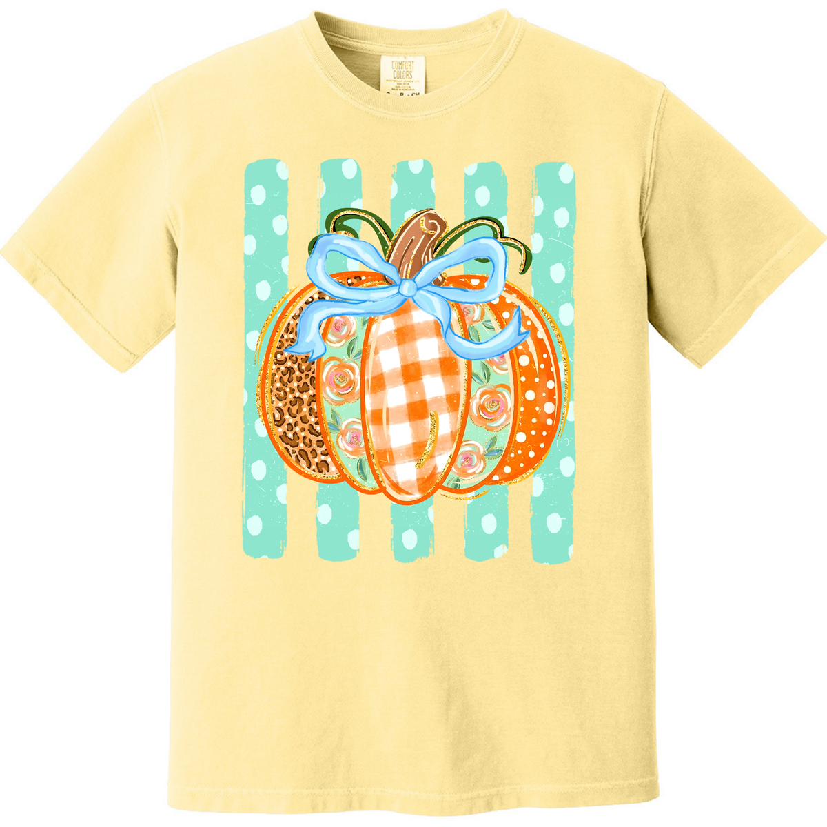 Patchwork Pumpkin Bow T-Shirt (CC)