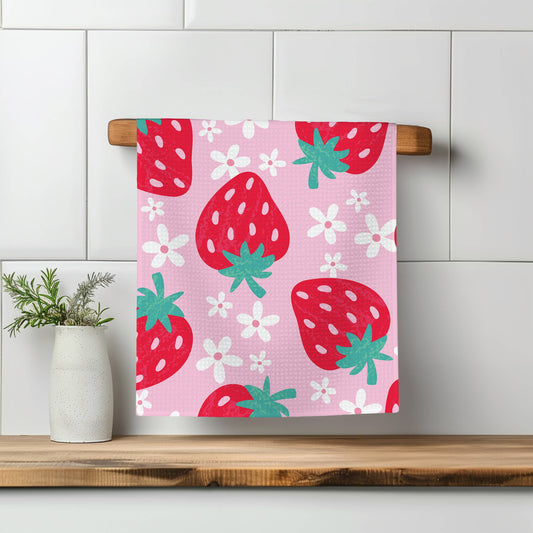 Strawberry Summer Fruit Market Berry Kitchen Towel Waffle
