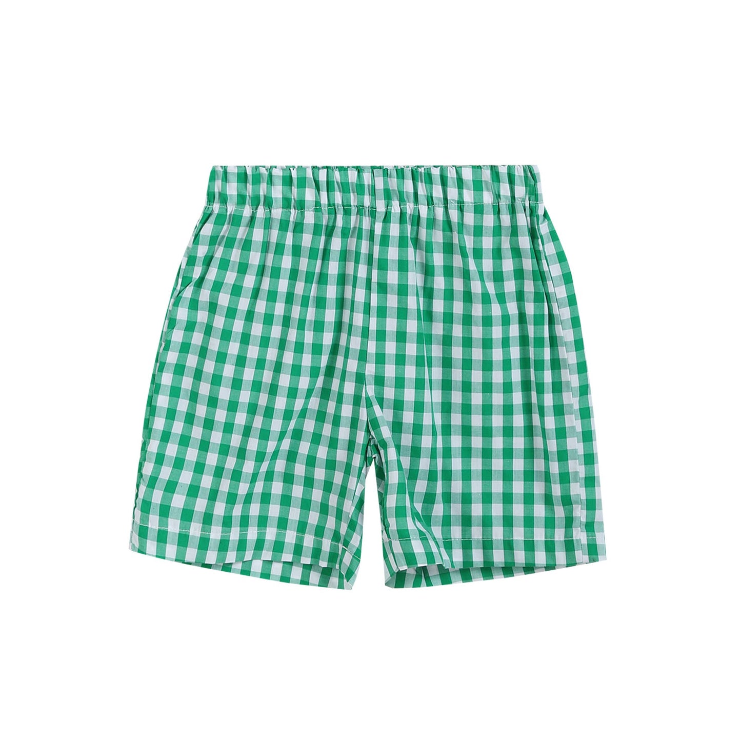Green Watermelon Smocked T-Shirt and Gingham Shorts 2pc. Set