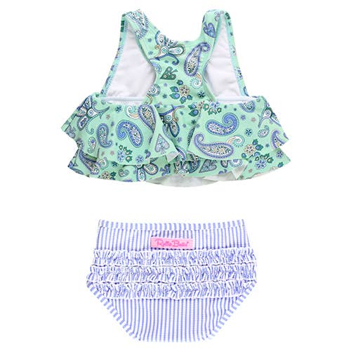 Girls Sea Glass Paisley 2-Piece Swimsuit with Ruffles