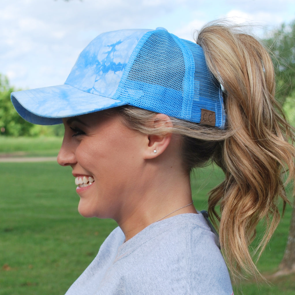 Hat Pony Cap Tie Dye Blue