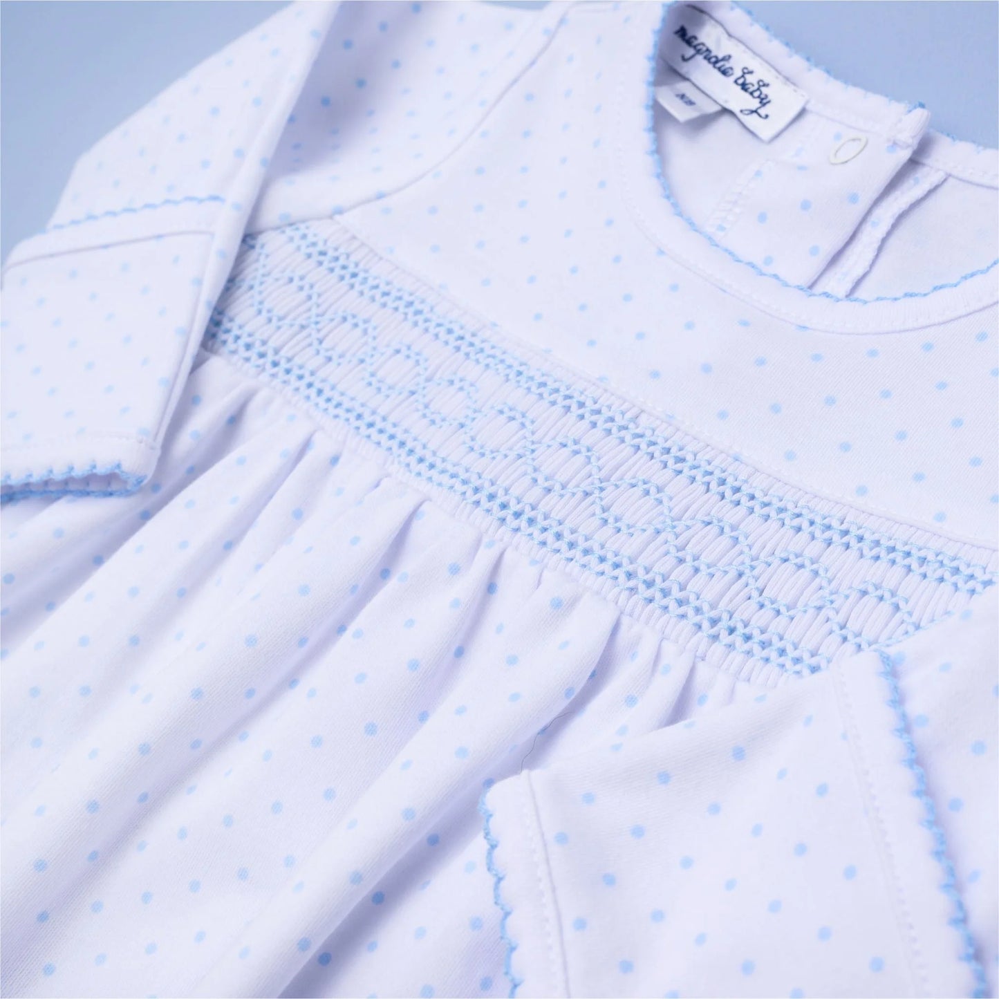 Mini Dots Blue Smocked Footie