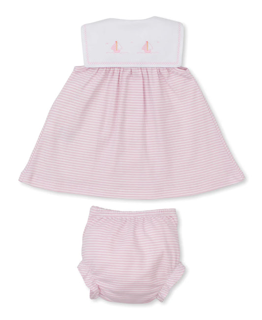 Saturday Regatta Infant Dress Set- Pink Stripe