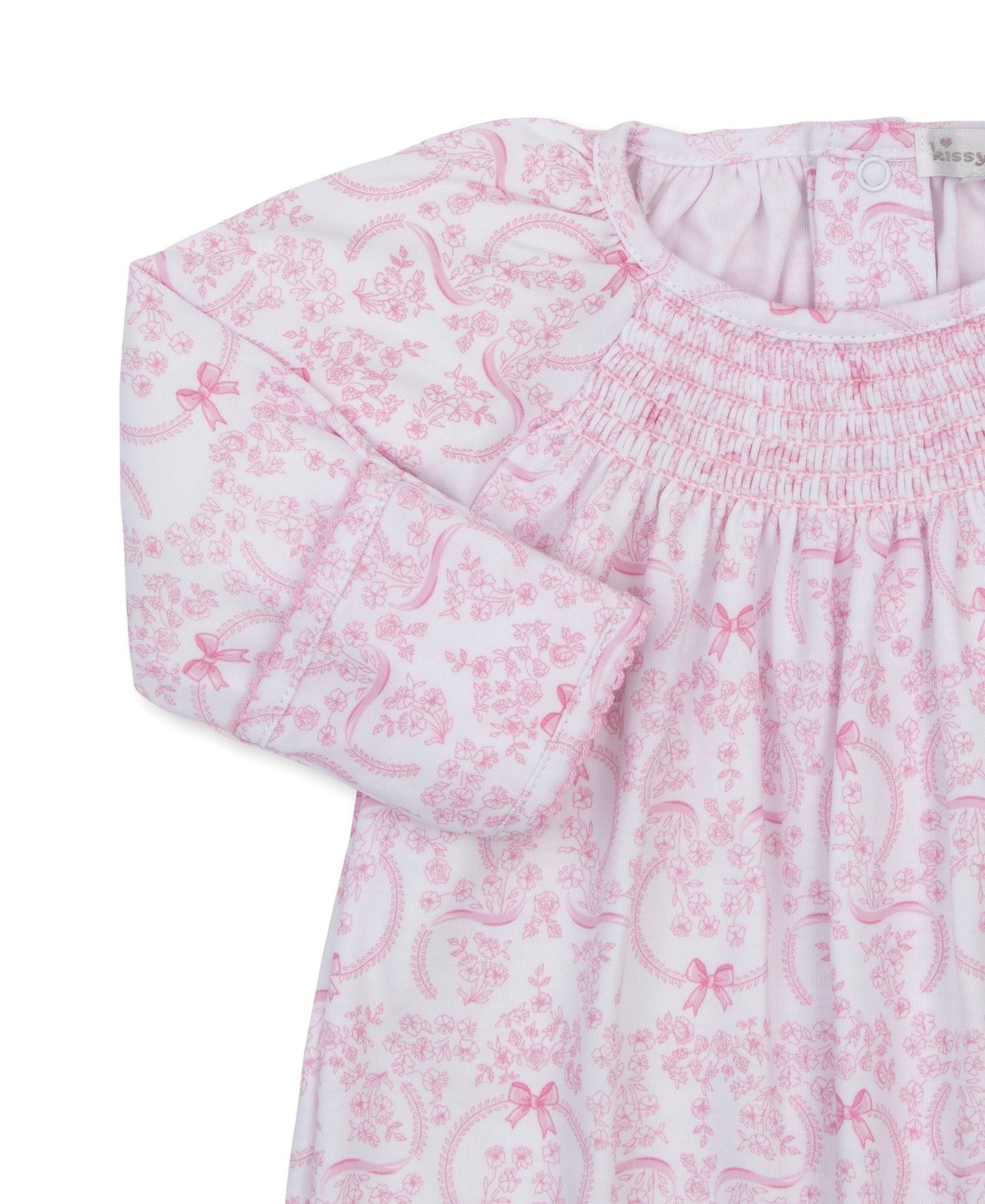Delicate Blooming Bows Pink Print Smocked Sack