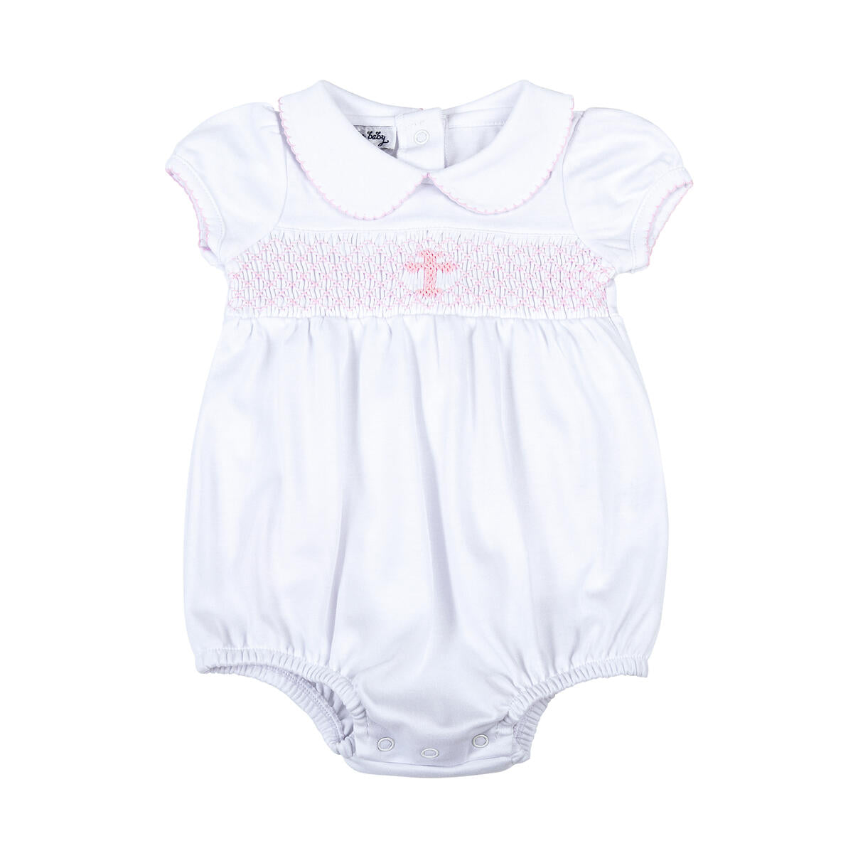 Blessed Pink Smocked Collared S/S Girl Bubble