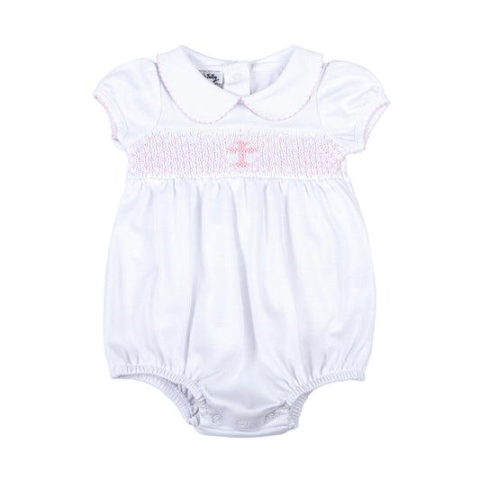 Blessed Pink Smocked Collared S/S Girl Bubble