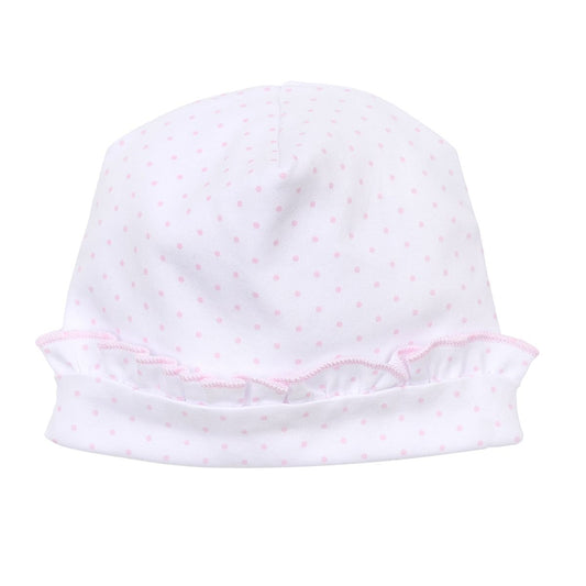 Mini Dots Pink Ruffle Hat