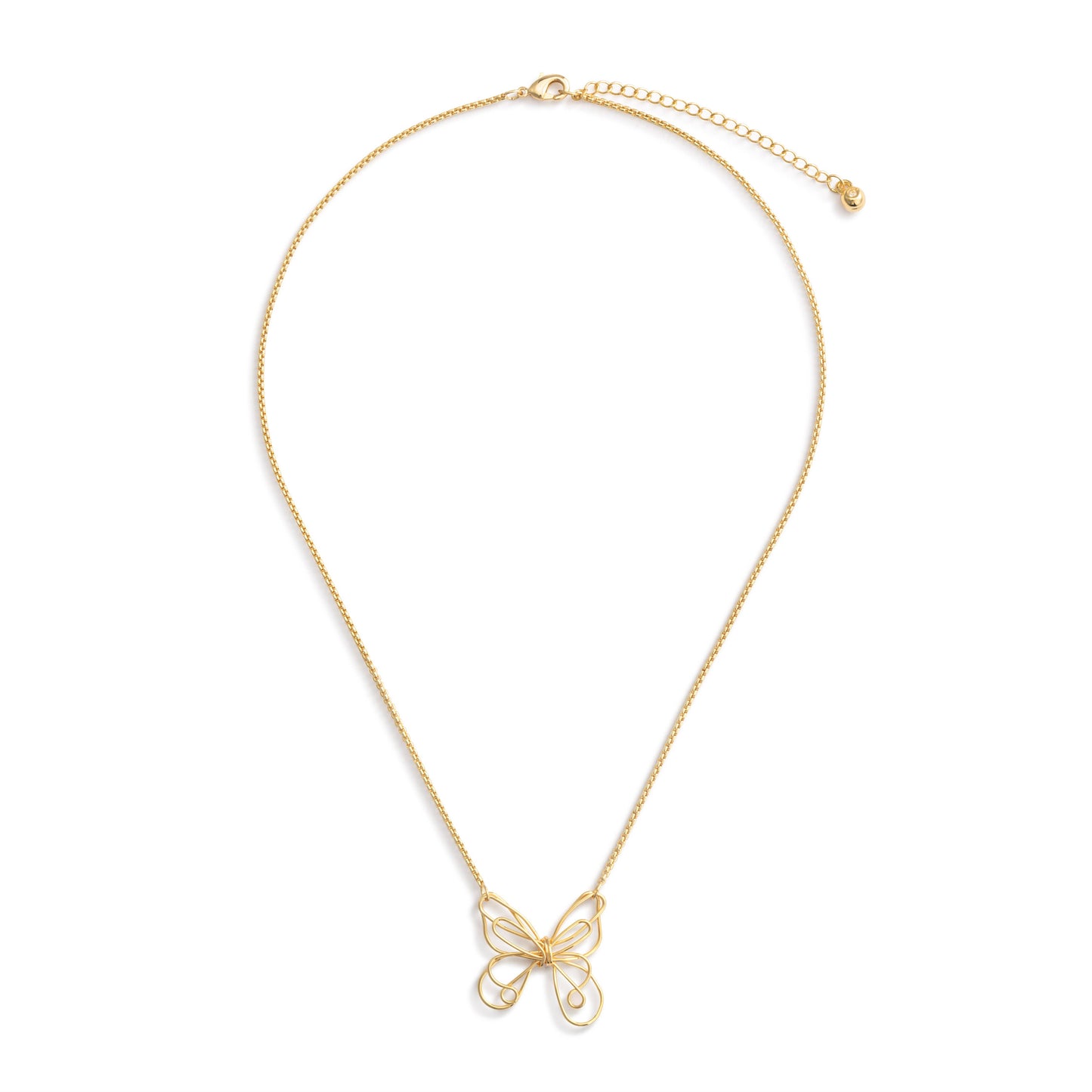 Butterfly Open Charm Gold Necklace 16in