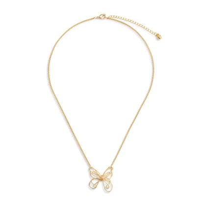 Butterfly Open Charm Gold Necklace 16in