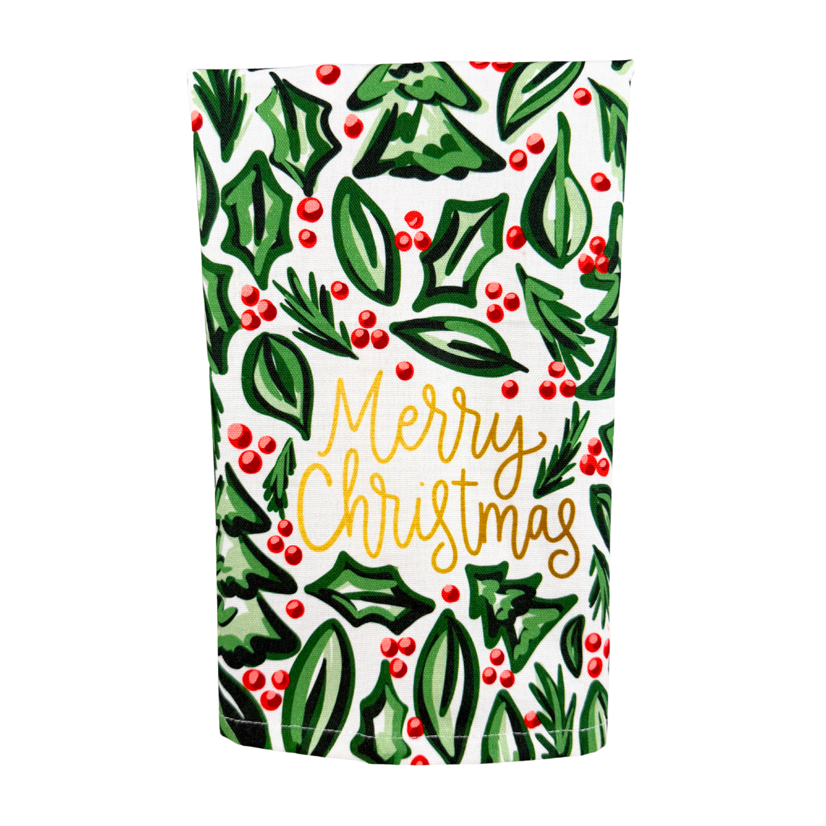 Merry Christmas Holly Tea Towel