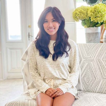 Tiger Stripe Lounge High Low Pullover Off White/Shell