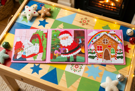 Pink Christmas Magnetic Puzzles Book