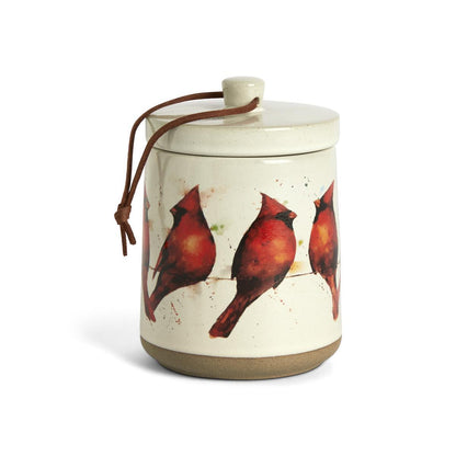 Cardinals on a Wire Candle with lid /Planter
