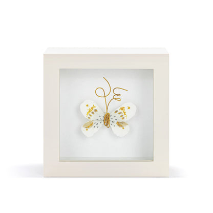 White Gold Butterfly Shadow Box