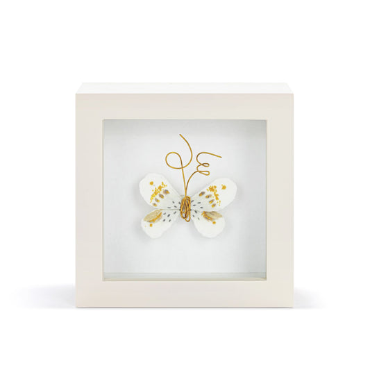 White Gold Butterfly Shadow Box