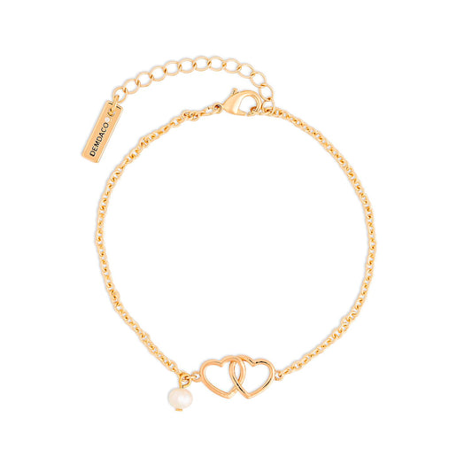 Dainty Double Heart Braclet - Gold