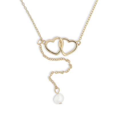 Dainty Double Heart Necklace - Gold