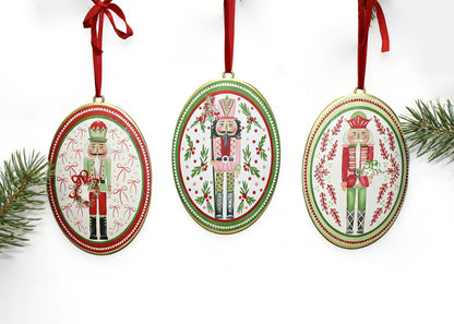 NUTCRACKER OVAL METAL ORNAMENT