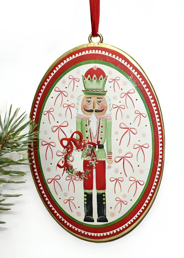 NUTCRACKER OVAL METAL ORNAMENT