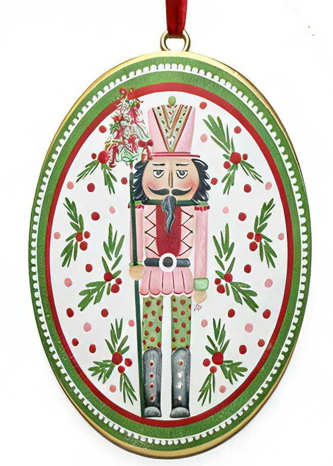 NUTCRACKER OVAL METAL ORNAMENT