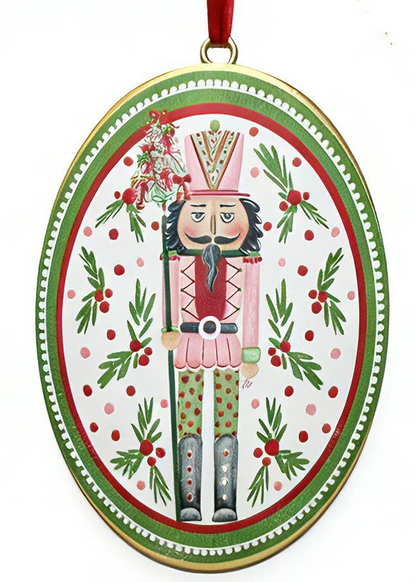 NUTCRACKER OVAL METAL ORNAMENT