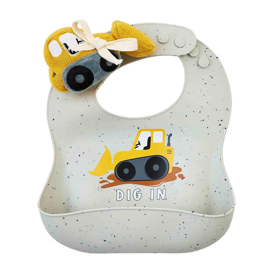Bulldozer Silicone Bib Rattle
