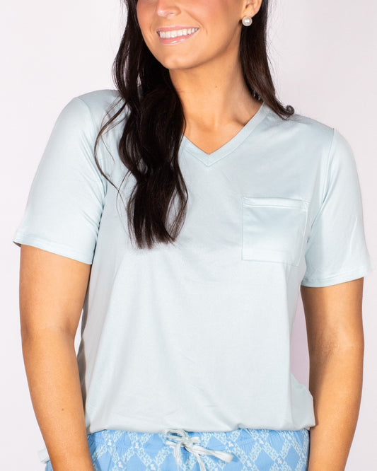Vneck Pocket Tee Sky