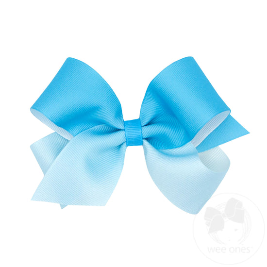Medium Grosgrain Ombre Color-block Print Girls Hair Bow