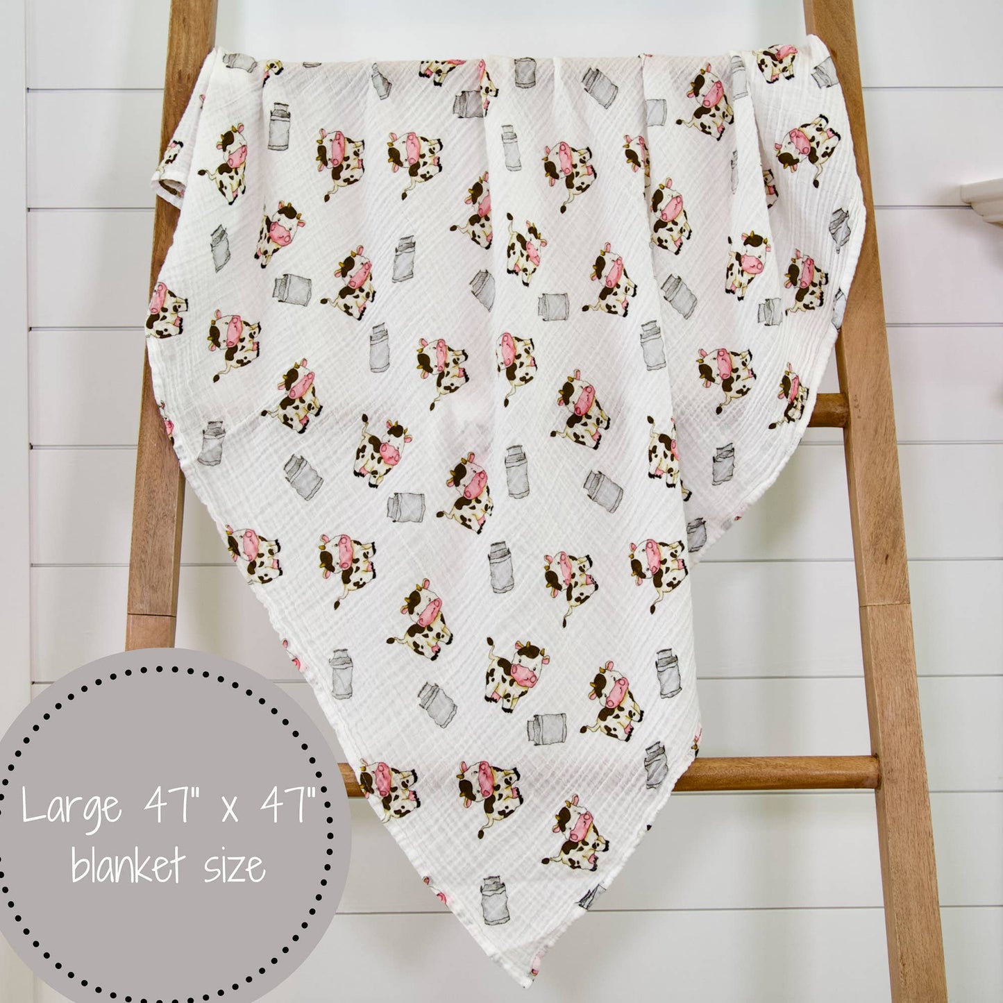 The Cow Goes MOO Baby Muslin Swaddle Blanket