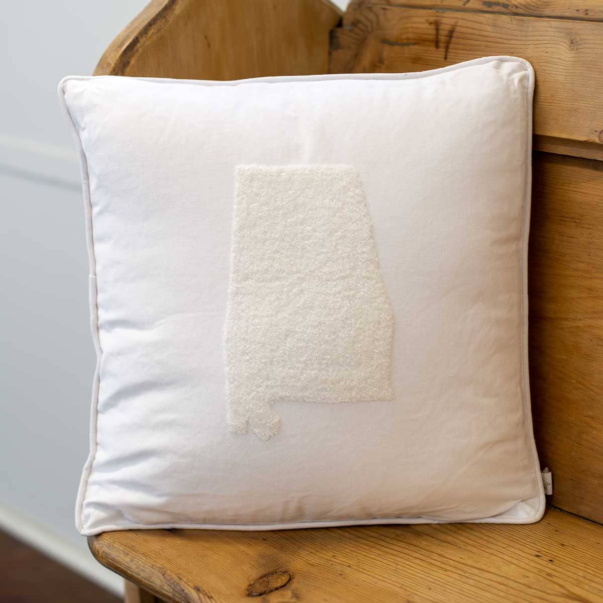 Alabama Embroidered Pillow   Soft White   16x16
