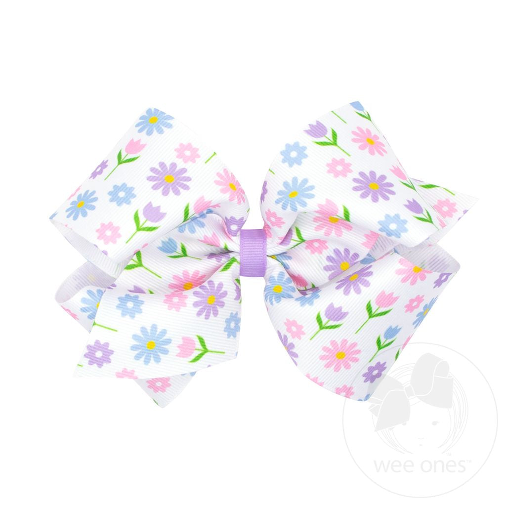 King Easter and Spring-Inspired Print Grosgrain Hair Bow