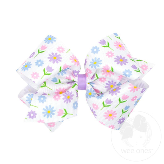 King Easter and Spring-Inspired Print Grosgrain Hair Bow